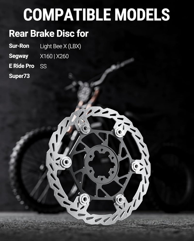 Beastspk Floating Rear Disc Brake Rotor(220mm),Aircraft Aluminum Core,Stainless Steel MTB Brakes Rotors with 6-Hole,Thickness 2.3mm,for Sur-Ron Light Bee X LBX,Segway X160/X260(Rear) - Image 5